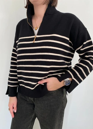 Pull marinière IMUA noir et blanc à col camionneur – Taille 38, brand: Imua, condition: Very good, size: M / 38 / 10, €8.00, €9.10 includes Buyer Protection