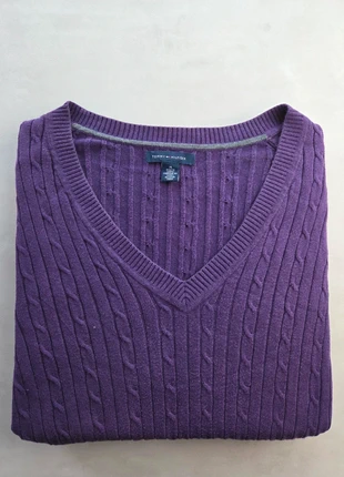 tommy hilfiger pull col v violet torsadé femme m coton preppy vintage usa, brand: Tommy Hilfiger, condition: Very good, size: M / 38 / 10, €18.00, €19.60 includes Buyer Protection