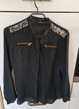 Chemise noire one stepavec qqs empiècement leopard, marca: One step, estado: Muito bom, tamanho: M / 38 / 10, €7.00, €8.05 inclui Proteção do Comprador