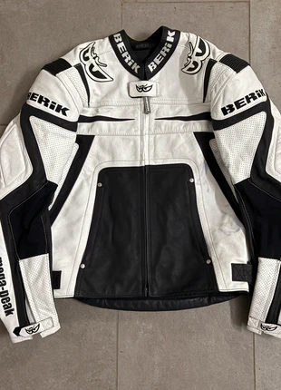 Berik Leather Racing Jacket White Black Size 50 (M) Streetwear Style, marke: Vintage Dressing, zustand: Sehr gut, größe: M, 70,00 €, 74,20 € inklusive Vinted-Käuferschutz