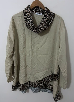 Tilletts sage long sleeve top with leopard trim – One Size, brand: Tillett's, condition: Very good, size: One size, £4.00, £4.90 includes Buyer Protection