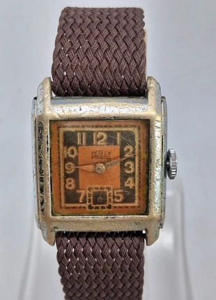 Montre vintage perfex tank art deco mécanique argenté bracelet tissu, merk: Vintage, staat: Heel goed, maat: Tot 30 mm, € 30,00, € 32,20 inclusief Kopersbescherming Pro