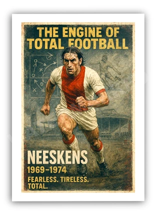 Neeskens Ajax Poster Engine of Total Football Tribute Print Vintage Dutch Football Wall Art A4, condition: New with tags, £7.50, £8.58 includes Buyer Protection Pro