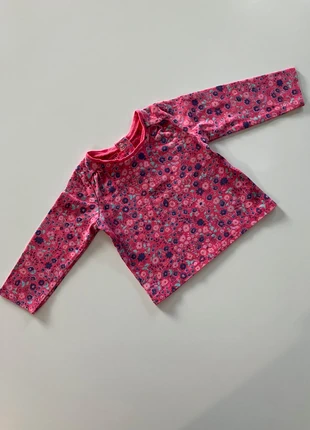 Tee-shirt coton fuchsia manches longues à fleurs rose et bleu, marca: In Extenso, estado: Muito bom, tamanho: 3-6 meses / 62 cm, €1.50, €2.28 inclui Proteção do Comprador