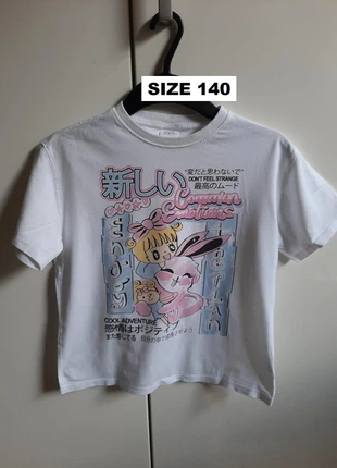 Wit Zara shirt met gekleurde anime print (asian comics meisje en konijn), maat 140, merk: Zara, staat: Heel goed, maat: 10 jaar / 140 cm, € 4,00, € 4,90 inclusief Kopersbescherming