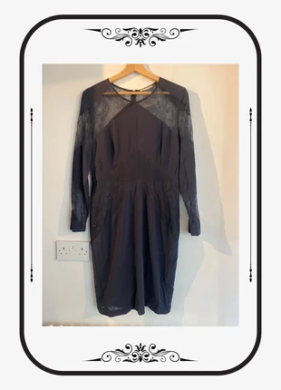 #whistlesdress #silkdress #silk #lacetrimdress #bodycondress #size12 #navybluedress #puresilk, brand: Whistles, condition: Very good, size: L / 12, £12.00, £13.30 includes Buyer Protection