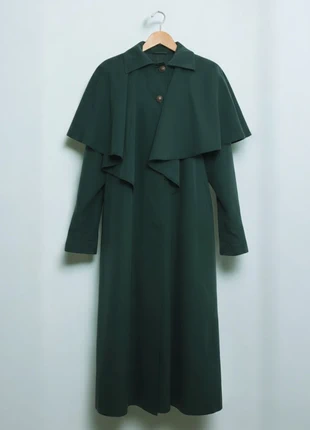 Scandinavian Look – Premium & Elegant Dark Green with Single-Breasted Ruffled Trench Coat – M 🌟👜, marque: Scandinavian Edition, état: Très bon état, taille: M / 38 / 10, 79,90 €, 84,60 € Protection acheteurs incluse