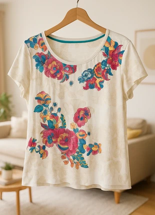 T-shirt motif fleurs femme taille xl, marca: C&A, estado: Muy bueno, tamaño: XL / 42 / 14, 3,00 €, 3,85 € Protección al comprador incluida