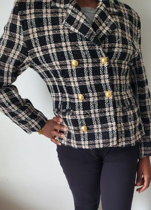 Veste blazer motif tweed noir et beige taille S/36/8, brand: je ne sais pas, condition: Very good, size: S / 36 / 8, €7.00, €8.05 includes Buyer Protection