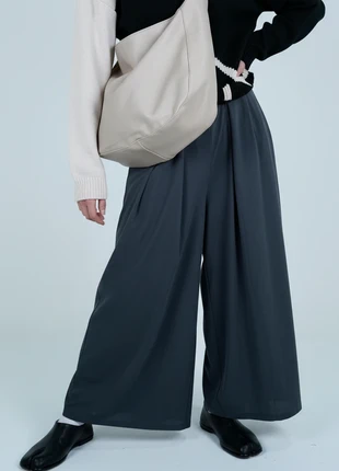 Pleated pants Pantalon Ample Style Hakama / Sarouel Japonais gris gray, brand: Japan Style, condition: Very good, size: M, €45.00, €47.95 includes Buyer Protection