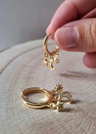 Pendientes aro dorado plata cristales Swarovski Earrings Boucles d'oreilles créoles oro, marque: Boutique Italiana, état: Très bon état, 17,00 €, 18,55 € Protection acheteurs incluse