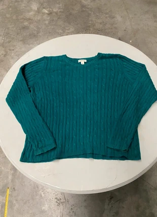 Pull torsadé knitwear St John's Bay vert foncé 88% coton L, brand: St. John's Bay, condition: Very good, size: L / 40 / 12, €6.00, €7.00 includes Buyer Protection Pro