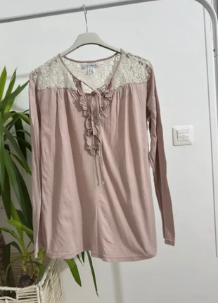 🍁 Blouse tunique rose poudré Venca avec dentelle et volants, taille M (1757), merk: Venca, staat: Heel goed, maat: M / 38 / 10, € 4,00, € 4,90 inclusief Kopersbescherming