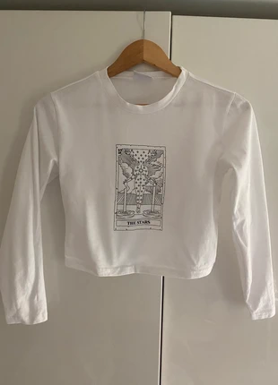White Long Sleeved Cropped Tarot Design T shirt Kiwi & Co Small, brand: KiwiCo, condition: Very good, size: S / 8, £4.50, £5.43 includes Buyer Protection