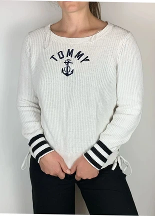 Pull Tommy Hilfiger Blanc côte de maille Logo apparent - Taille M Femme - Légèrement Taché, brand: Tommy Hilfiger, condition: Very good, size: S / 36 / 8, €15.00, €16.45 includes Buyer Protection Pro