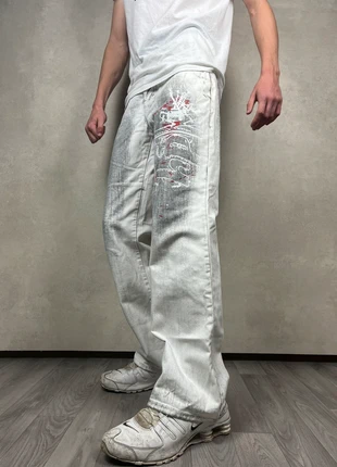 Jean blanc Y2K HPK avec motifs imprimés et détails rouges – style vintage 2000s, état: Très bon état, taille: W32 | FR 42, 29,00 €, 31,15 € Protection acheteurs incluse