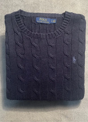 Pull tressé/Torsade Ralph Lauren col rond 100% coton bleu nuit | Taille L, marke: Ralph Lauren, zustand: Sehr gut, größe: L, 55,00 €, 58,45 € inklusive Vinted-Käuferschutz