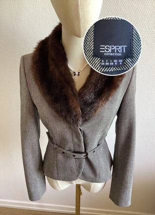 Esprit Collection 38 – veste femme à chevrons avec col fausse fourrure, parfait état, brand: Esprit Collection, condition: Very good, size: M / 38 / 10, €39.00, €41.65 includes Buyer Protection
