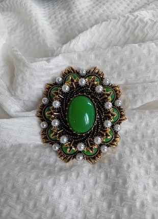 Broche épingle style ancienne baroque vert blanc doré perle, marca: Vintage Chic, estado: Nuevo con etiquetas, 4,50 €, 5,43 € Protección al comprador Pro incluida