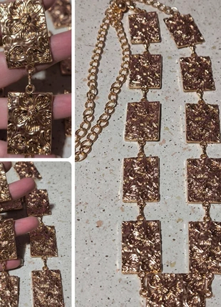 Cintura gioiello stile vintage bohemien con rettangoli dorati lavorati a fiori in rilievo, marque: cintura gioiello, état: Très bon état, taille: Ajustable, 4,50 €, 5,43 € Protection acheteurs incluse