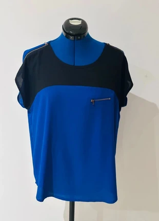 Top fluide bicolore bleu et noir avec détail zippé – Jennyfer – Taille M- #SL0007, brand: Jennyfer, condition: Very good, size: M / 38 / 10, €7.00, €8.05 includes Buyer Protection Pro