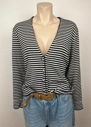 United Colors of Benetton Striped Knit Cardigan Navy & White – Classic Nautical Style Size M Woman, marke: Vintage Dressing, zustand: Sehr gut, größe: M / 38 / 10, 17,90 €, 19,50 € inklusive Vinted-Käuferschutz