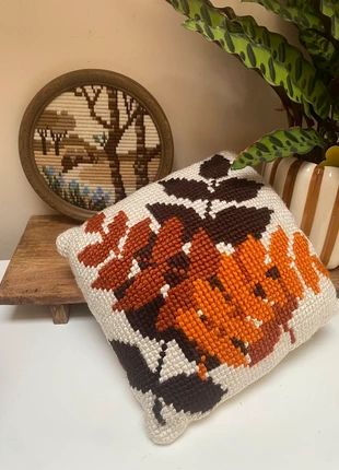 Autumn Leaf Cushion & Wall Art Completed Needlepoint X Stitch Autumnal Decor, brand: The Unbranded Brand, condition: Very good, size: Other, £20.00, £21.70 includes Buyer Protection