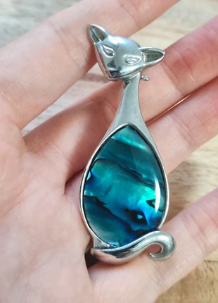 Ancienne broche chat avec nacre vintage rétro année 70-80, marque: Vintage Dressing, état: Très bon état, 12,00 €, 13,30 € Protection acheteurs (Pro) incluse