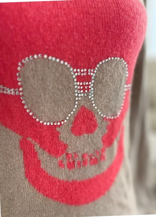 Pull Sud Express tête de mort strass – laine mohair et angora taupe, doux et stylé – Taille S, brand: SUD Express, condition: Very good, size: S / 36 / 8, €20.00, €21.70 includes Buyer Protection Pro