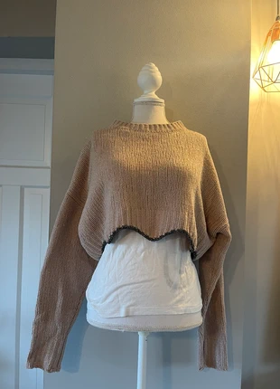 Zara knit pink glitter cropped oversized sweater, merk: Zara, staat: Nieuw zonder prijskaartje, maat: S / 36 / 8, € 6,00, € 7,00 inclusief Kopersbescherming