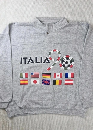 Sweat vintage Italia 90 – Coupe du Monde – Gris chiné – Taille XXL – Made in Italy, merk: Vintage Dressing, staat: Heel goed, maat: XXL, € 15,00, € 16,45 inclusief Kopersbescherming