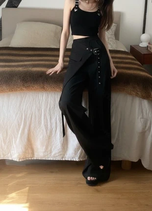 Pantalon Noir Ample Taille Haute - Chic, Élégant Formel & Décontracté - 704, marke: tyhujik, zustand: Sehr gut, größe: S / 36 / 8, 46,99 €, 50,04 € beinhaltet Vinted-Käuferschutz Pro