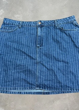 denim skirt new look uk 18 pinstripe blue 37 inch waist 18 inch length, brand: New Look, condition: Very good, size: L / UK 16-18, £5.95, £6.95 includes Buyer Protection