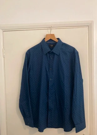 0503 | Navy Blue patterned Thomas Nash Dress Shirt, brand: Thomas Nash, condition: Very good, size: L, £1.50, £2.28 includes Buyer Protection