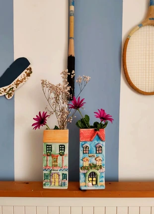 Duo de Vases Soliflores "Maisons de Canal" en Céramique Détournée, Maison de Campagne, marca: cottagebyC, estado: Novo sem etiquetas, €14.50, €15.93 inclui Proteção do Comprador