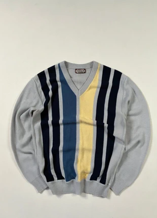 Pull col en V vintage Elica tricots à bande noir bleu et jaune made in France, marque: Vintage Dressing, état: Très bon état, taille: M, 18,50 €, 20,13 € Protection acheteurs (Pro) incluse