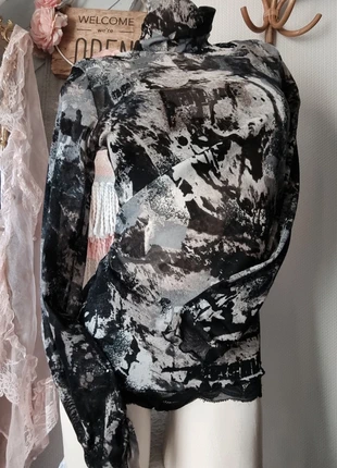 Black white long sleeves y2k top blanc noir mesh col roulé, brand: top mesh, condizioni: Ottime, taglia: S / IT 40 / EU 36, €19.90, €21.60 include la Protezione acquisti