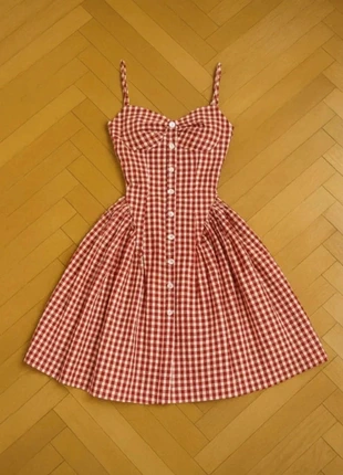 Robe vichy rouge à bretelles boutons devant style rétro vintage, brand: Vichy, condizioni: Ottime, taglia: S / IT 40 / EU 36, €39.00, €41.65 include la Protezione acquisti