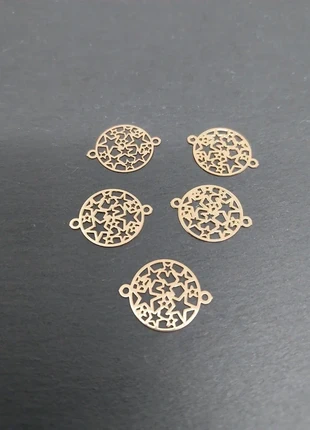 Breloques connecteurs ronds étoiles en métal doré – 16×13 mm – lot de 5, état: Très bon état, 1,00 €, 1,75 € Protection acheteurs incluse