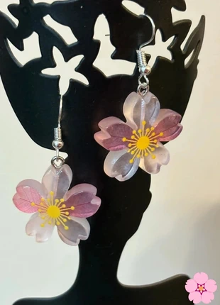 Boucles d'oreilles Fleur de Cerisier (Sakura) en Résine rose, brand: PAS, condition: Very good, €2.00, €2.80 includes Buyer Protection