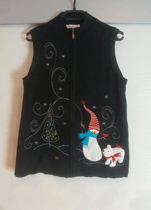 Cardigan veste zippé sans manches de Noël 🎄 vintage t. M, brand: Christopher & Banks, condition: Very good, size: M / 38 / 10, €14.50, €15.93 includes Buyer Protection Pro