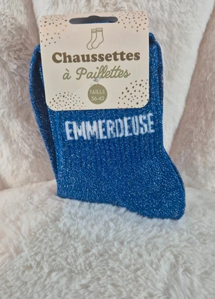 Chaussettes à paillettes - Emmerdeuse, merk: chaussettes à paillettes, staat: Nieuw met prijskaartje, maat: Universeel, € 5,00, € 5,95 inclusief Kopersbescherming Pro