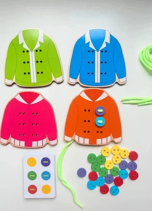 Jeu d'enfilage de corde lacets bois montessori reproduire les cartes, marca: Montessori, estado: Novo sem etiquetas, tamanho: 3 anos / 98 cm, €9.90, €11.10 inclui Proteção do Comprador Pro