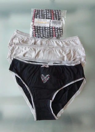 Lot de 4 Culottes midi en coton stretch imprimé noir/gris 36🩶🖤, marque: Blancheporte, état: Neuf avec étiquette, taille: S / 36 / 8, 10,00 €, 11,20 € Protection acheteurs (Pro) incluse