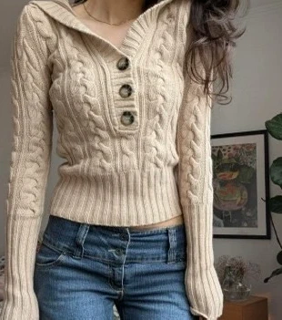 Pull côtelé beige à capuche et gros boutons – style vintage / Y2K / preppy cozy, brand: glowx, condition: Very good, size: M / 38 / 10, €29.90, €32.10 includes Buyer Protection