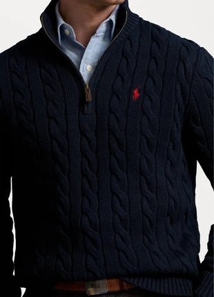 Half zip quart de zip torsadée ralph lauren bleu marine logo brodé rouge, marque: Ralph Lauren, état: Très bon état, taille: S, 47,50 €, 50,58 € Protection acheteurs incluse