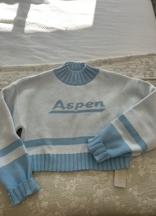 Aspen cropped apres ski sweater light blue white, marque: musera, état: Neuf avec étiquette, taille: M / 38 / 10, 20,00 €, 21,70 € Protection acheteurs incluse