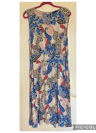 M&S Size 20 Paisley Midi Long Dress Keyhole Button Up Back Paisley Blue Cream Pockets, brand: Marks & Spencer, condition: Very good, size: XL / UK 20-22, £13.99, £15.39 includes Buyer Protection