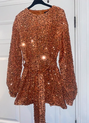 Sequin Velvet Extreme Sleeve Belted Playsuit 12 New, brand: Premium Boohoo, condition: New with tags, size: M / UK 12-14, £30.00, £32.20 includes Buyer Protection