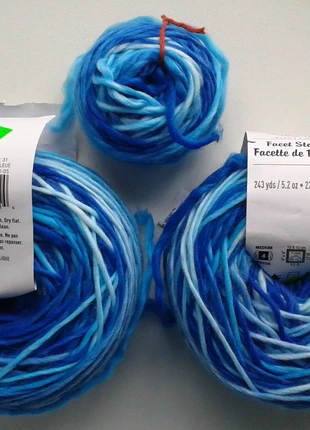 2x 150g plus a bit jewel blues acrylic chunky yarn Facet Stones very soft, brand: Loops & Threads, condition: Very good, £3.70, £4.59 includes Buyer Protection